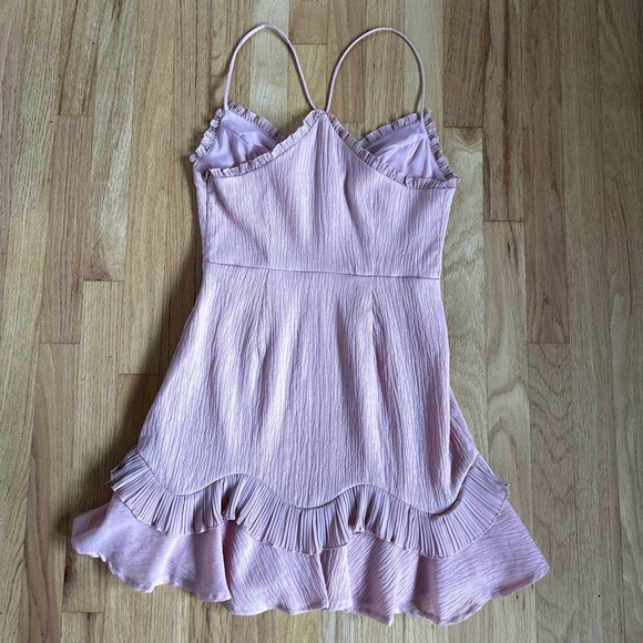 HELLO MOLLY scorpio season mini dress ruffle coquette feminine blush pink size M - Picture 14 of 14